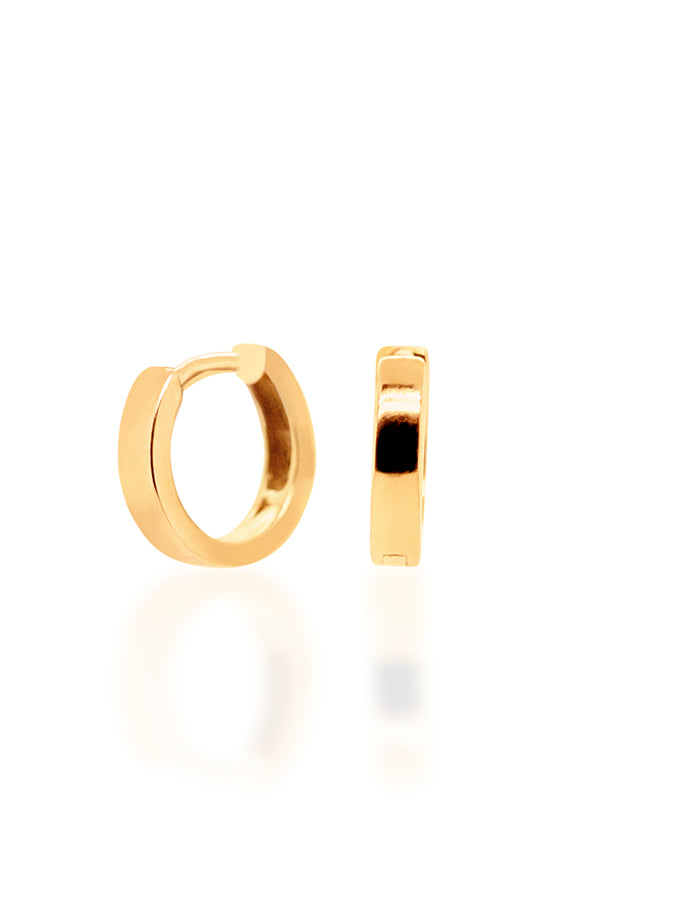 Box Huggie Earrings, 9K Yellow Gold
