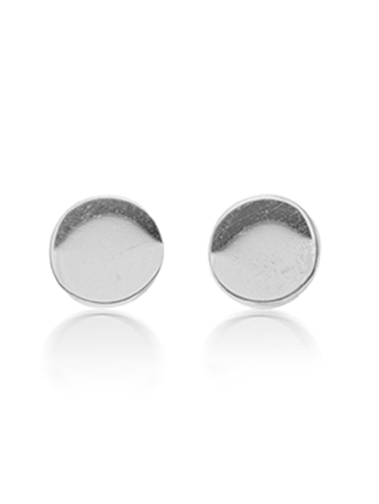 Disc Stud Earrings 9K White Gold