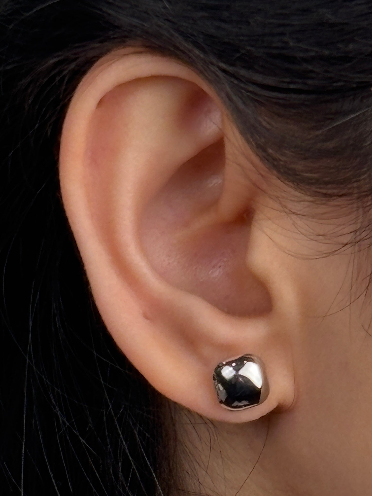 Domed Square Polished Stud Earrings in 9K White Gold