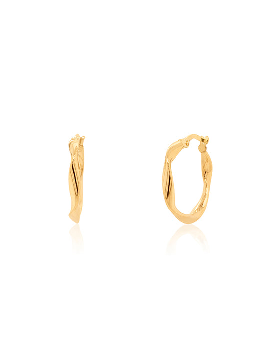 15mm Swirl Hoop Earrings in 9 Carat Yellow Gold