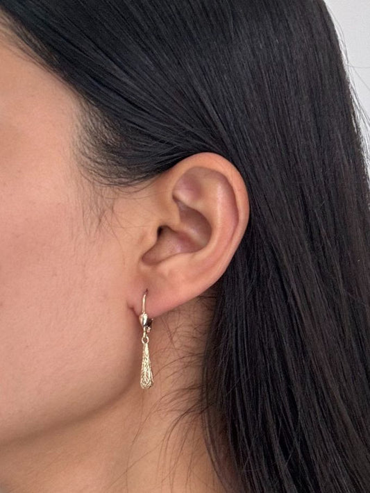 Cut Out Filigree Sphere Drop Earrings in 9 Carat Yellow Gold