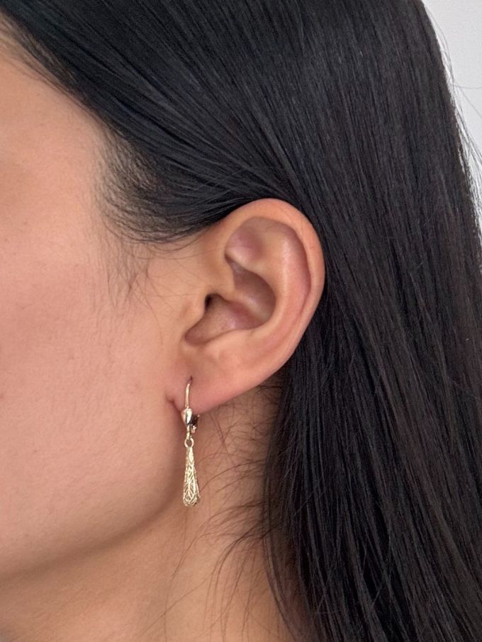 Cut Out Filigree Sphere Drop Earrings in 9 Carat Yellow Gold