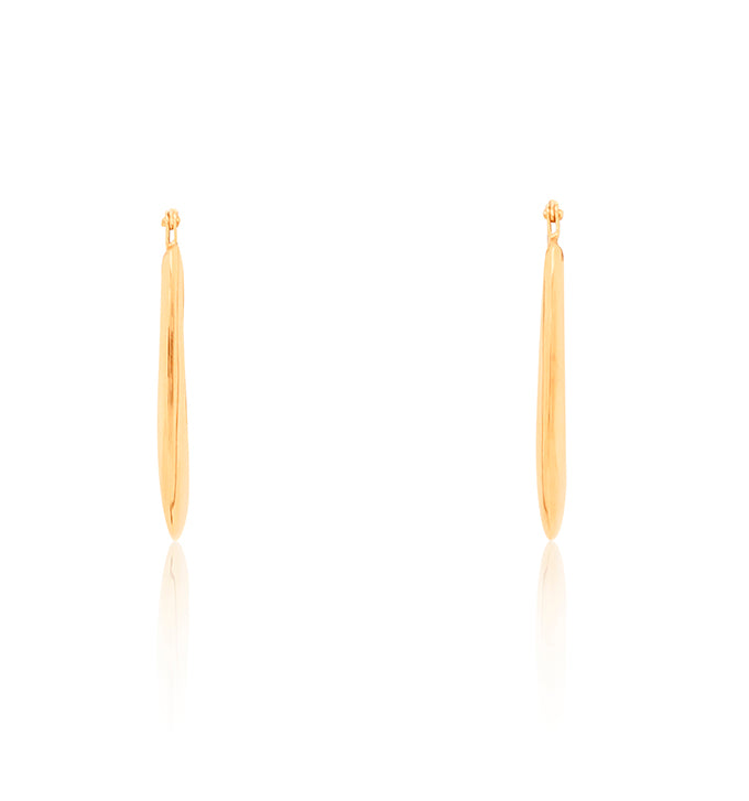 Oval Flat Graduated Hoop Earrings in 9 Carat Yellow Gold, 20mm