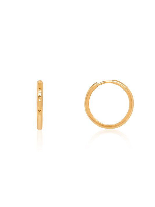 Hoops Ear Rings 15mm, 9K Yellow Gold.