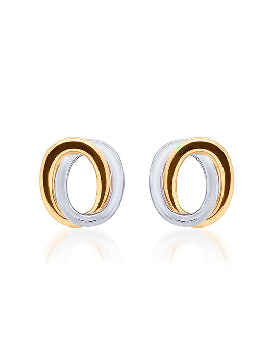 Oval Knot Stud Earrings in 9 Carat Yellow & White Gold