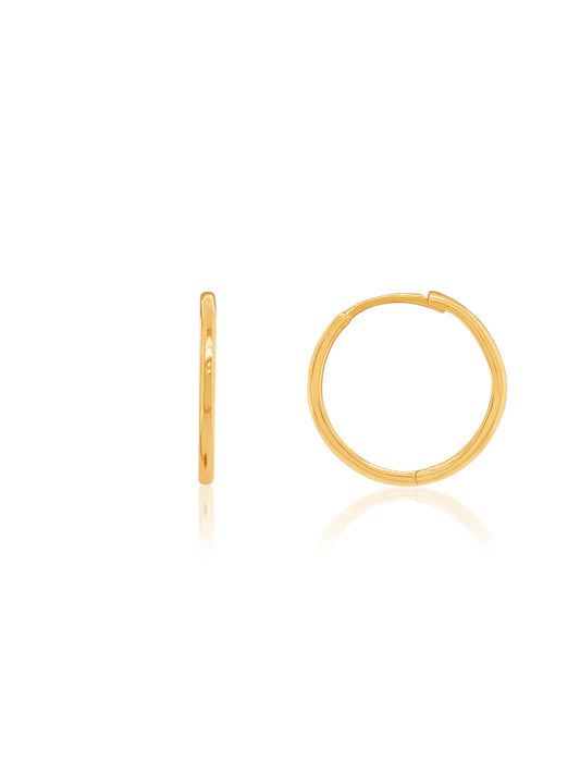 Huggie Earrings 13mm, 9K Yellow Gold.