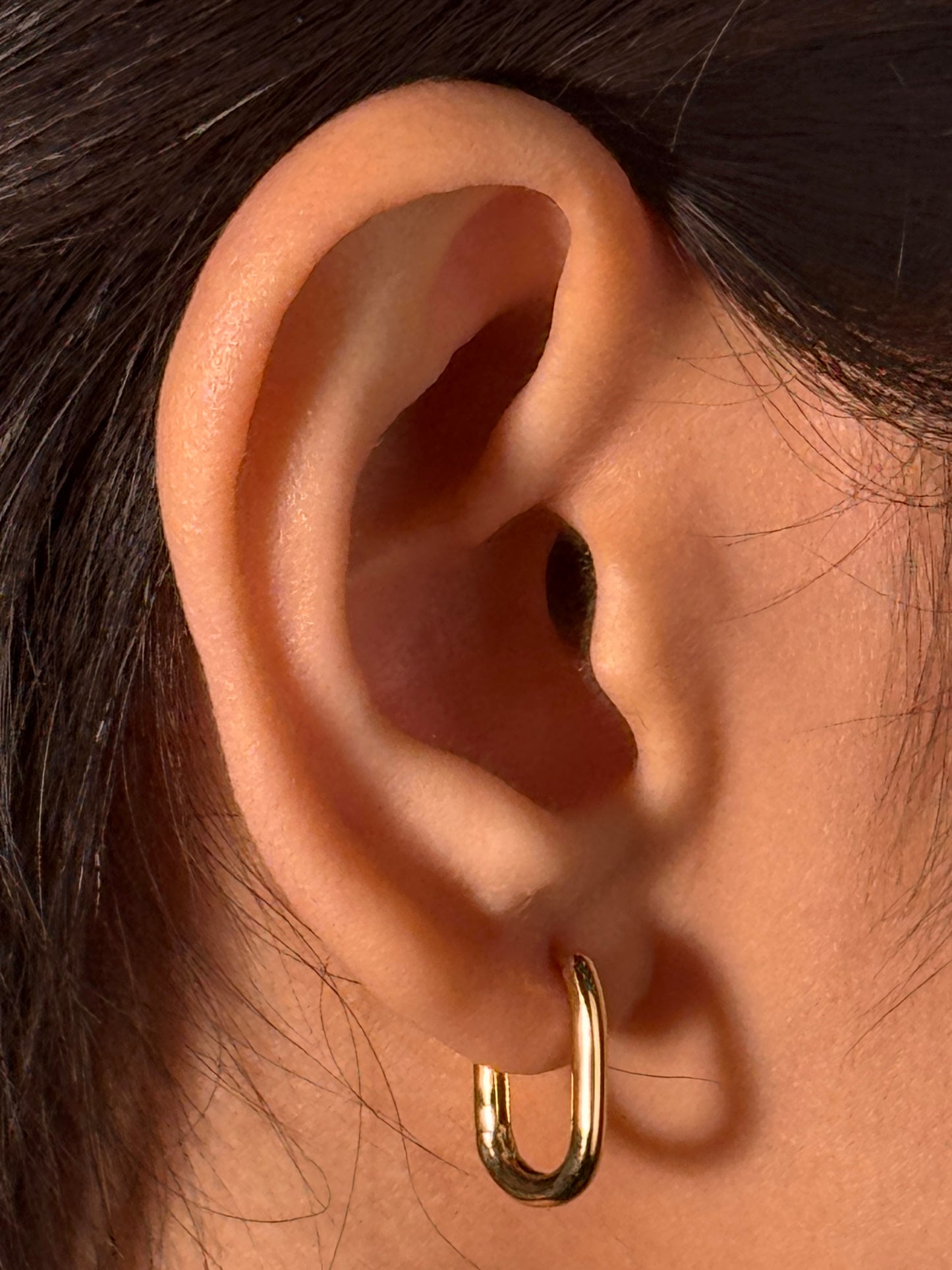 Huggie Square Round Earrings, 9K Yellow Gold