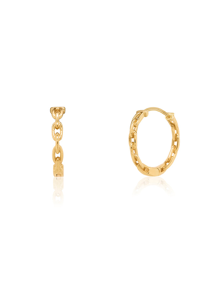Huggie Earring Chain Style in 9 Carat Yellow Gold.