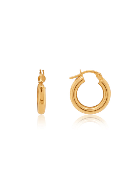 10x3mm Plain Hoop Earrings in 9 Carat Yellow Gold
