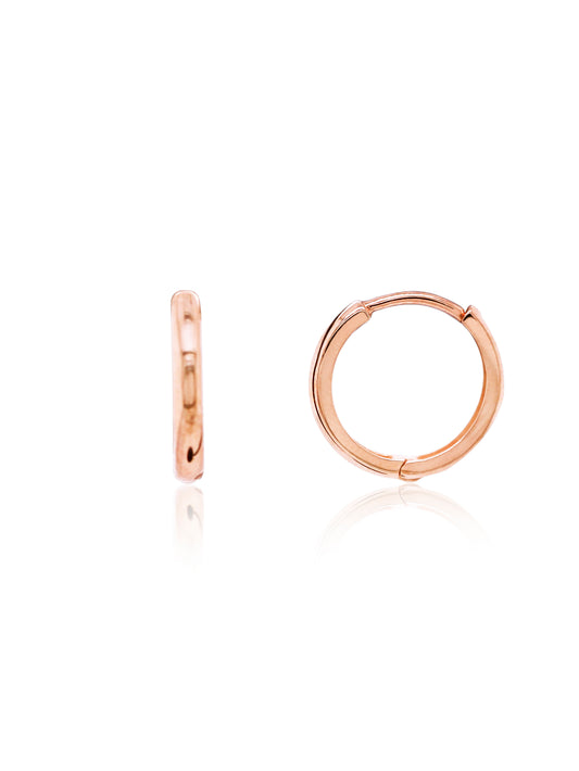 Huggie Earrings, 9K Rose Gold