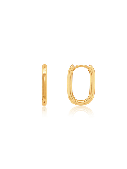1.9x12mm Oblong Huggie Earrings in 9 Carat Yellow Gold