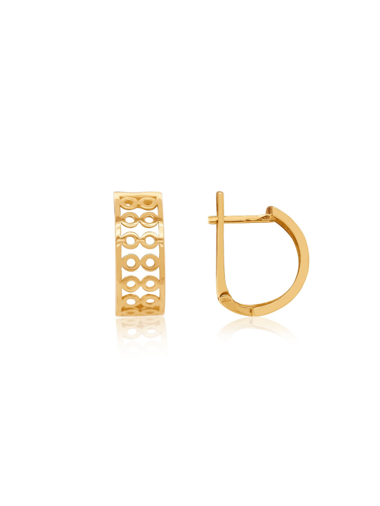 Circle Cut Out Hoop Earrings in 9 Carat Yellow Gold