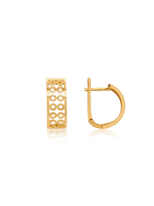 Circle Cut Out Hoop Earrings in 9 Carat Yellow Gold