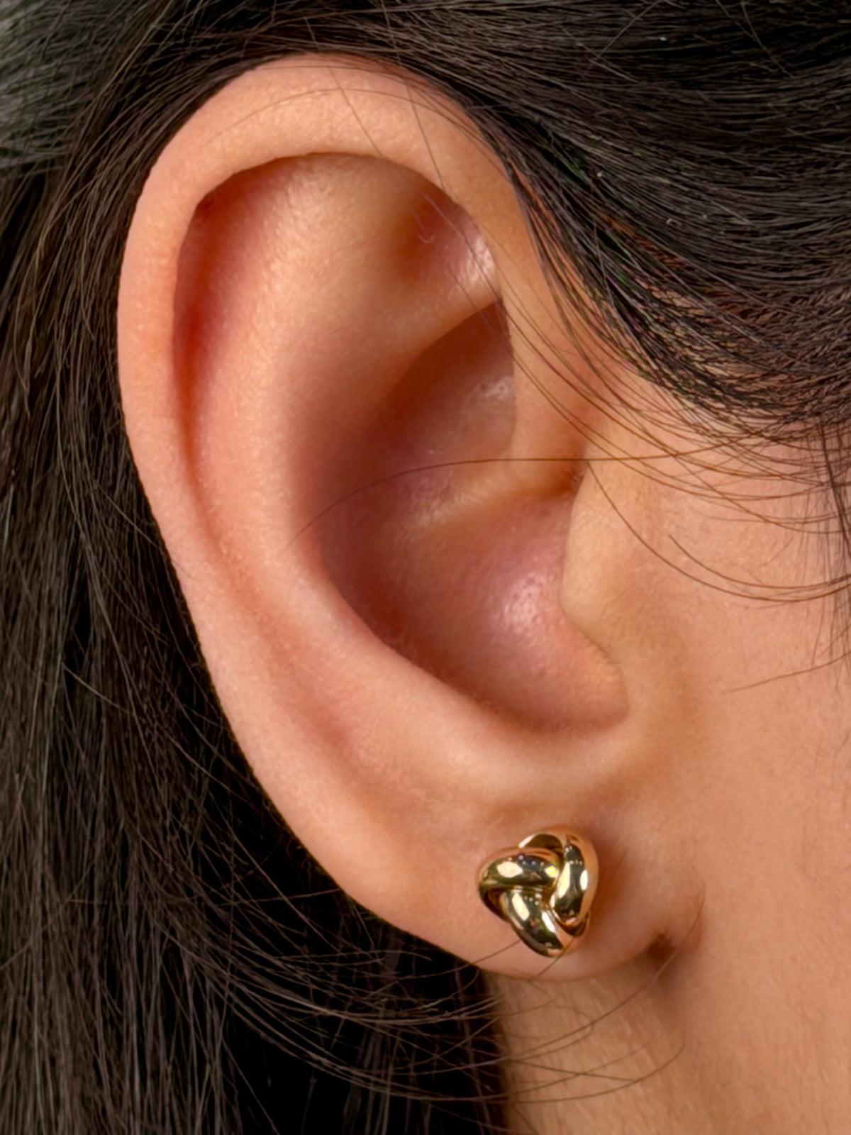 Knot Stud Earrings, 9K Yellow Gold