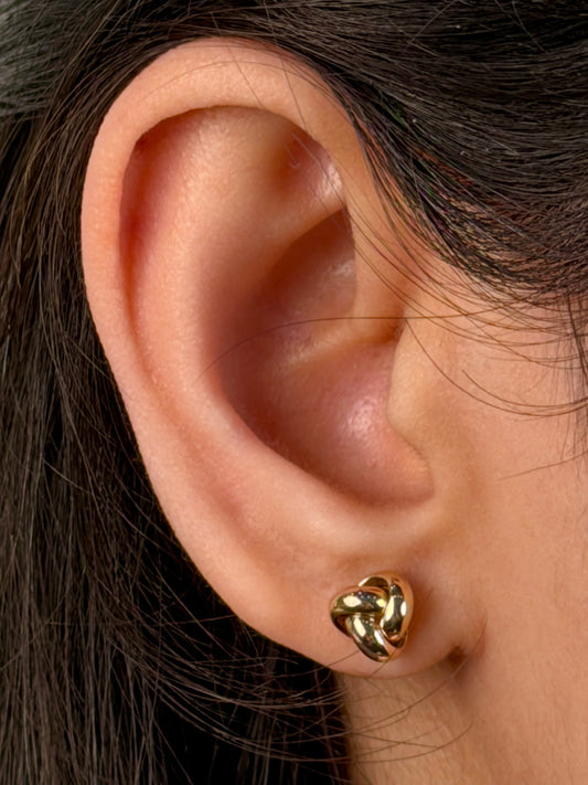 Knot Stud Earrings, 9K Yellow Gold