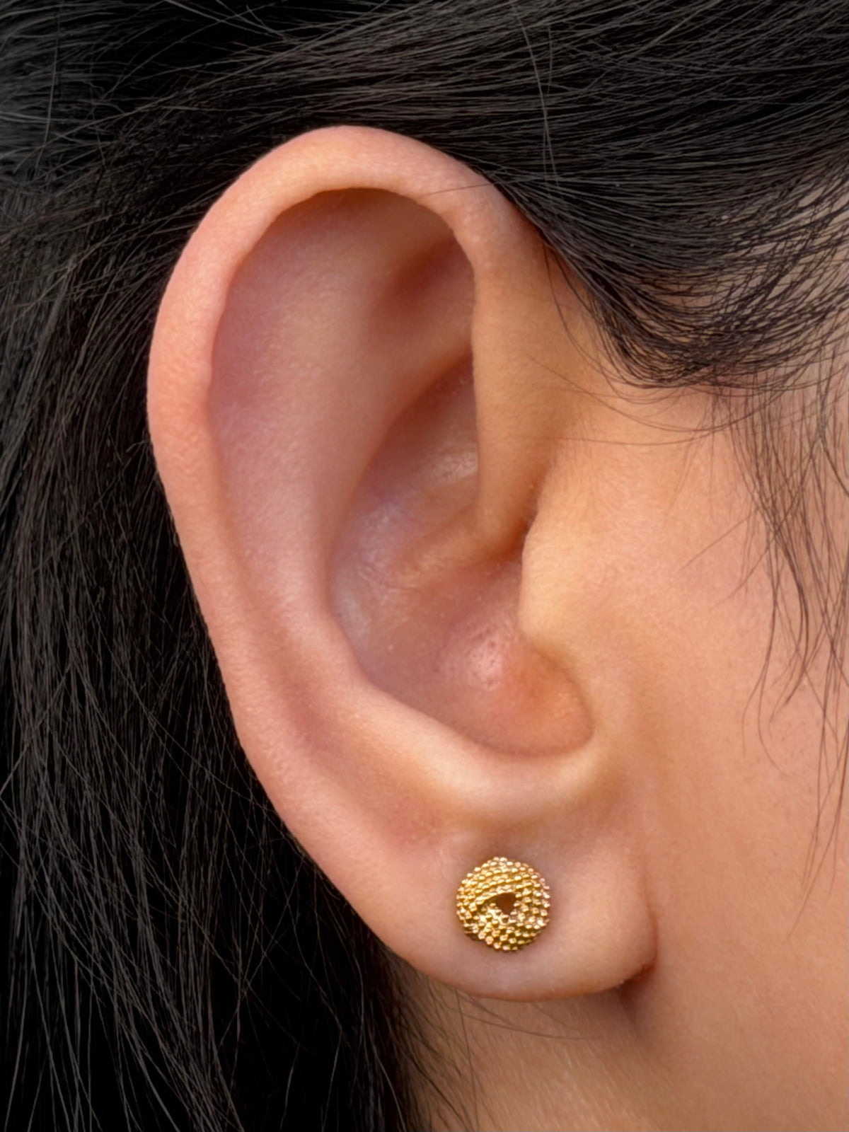 Fancy Knot Stud Earrings, 9 Carat Yellow Gold
