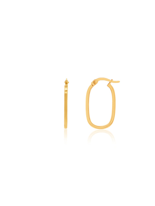 20mm Oblong Hoop Earrings in 9 Carat Yellow Gold