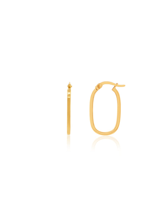 20mm Oblong Hoop Earrings in 9 Carat Yellow Gold