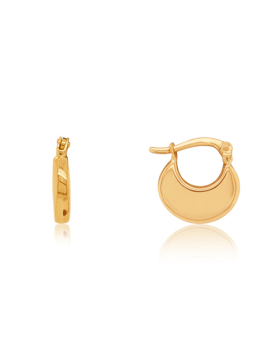 Crescent Hoop Earrings in 9 Carat Yellow Gold