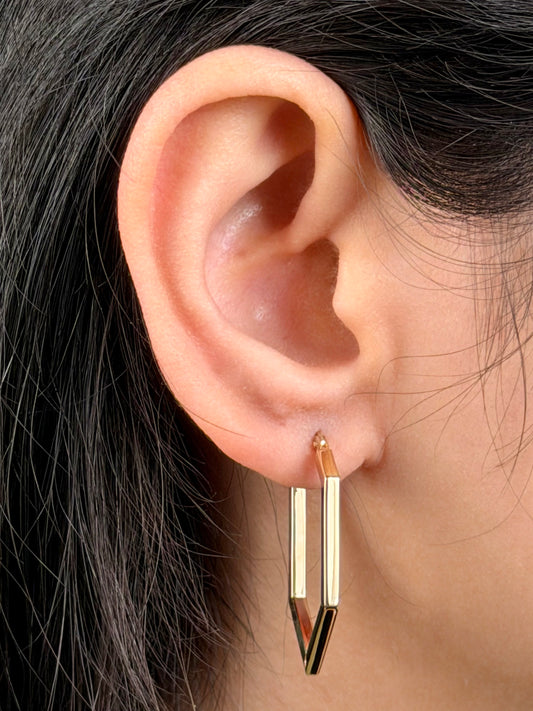 30mm Hexagonal Hoop Earrings in 9 Carat Yellow Gold