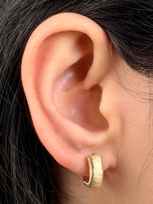 10mm Satin & Shiny Huggie Earrings in 9 Carat Yellow Gold