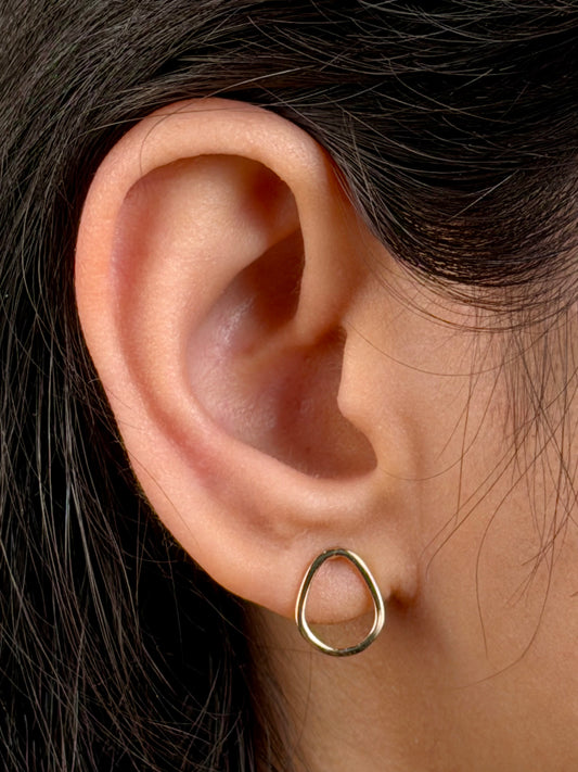 Teardrop Shape Stud Drop Earrings, 9K Yellow Gold