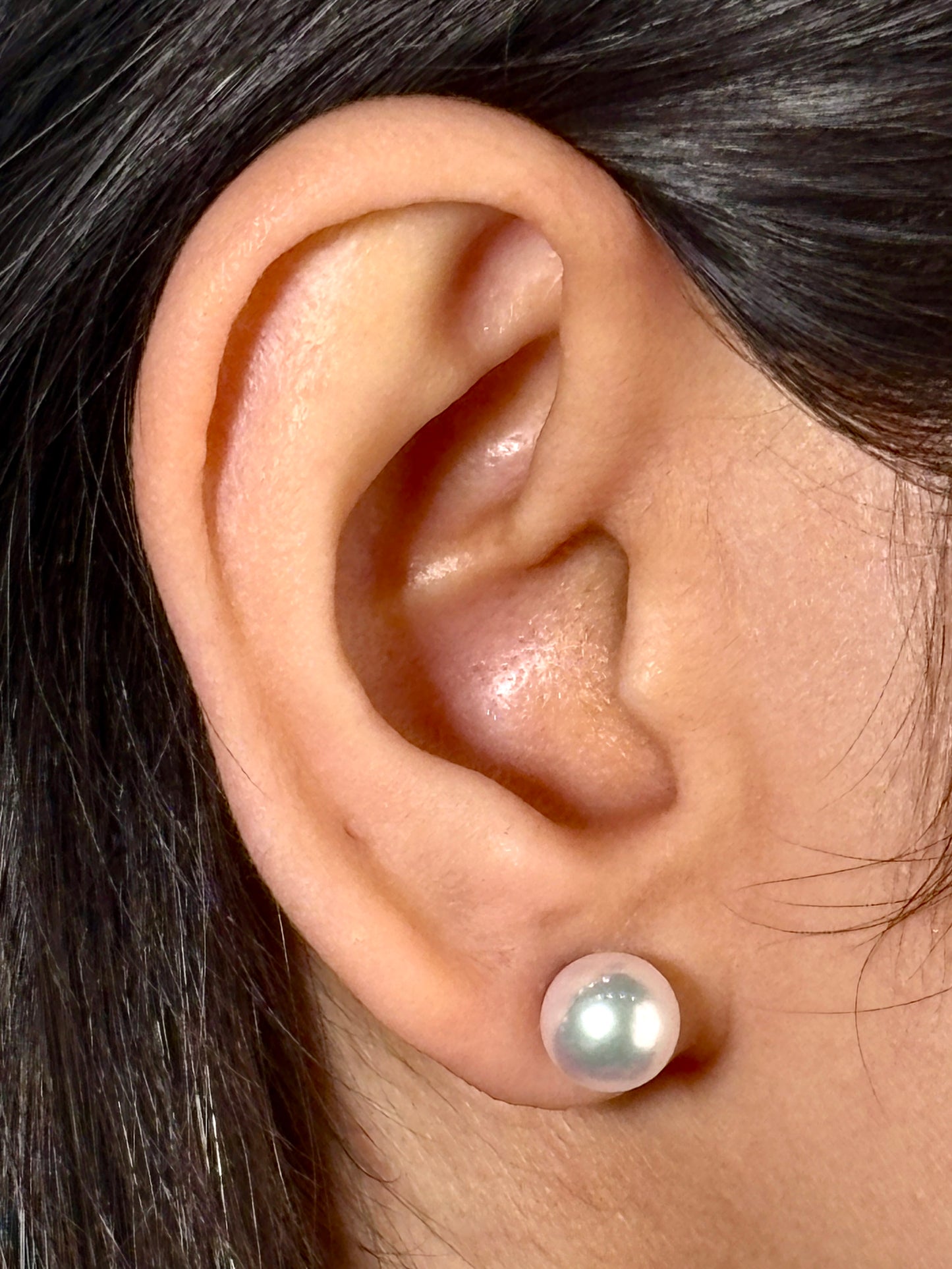 Akoya Cultured Pearl Studs, 9K White Gold, 7.5-8mm