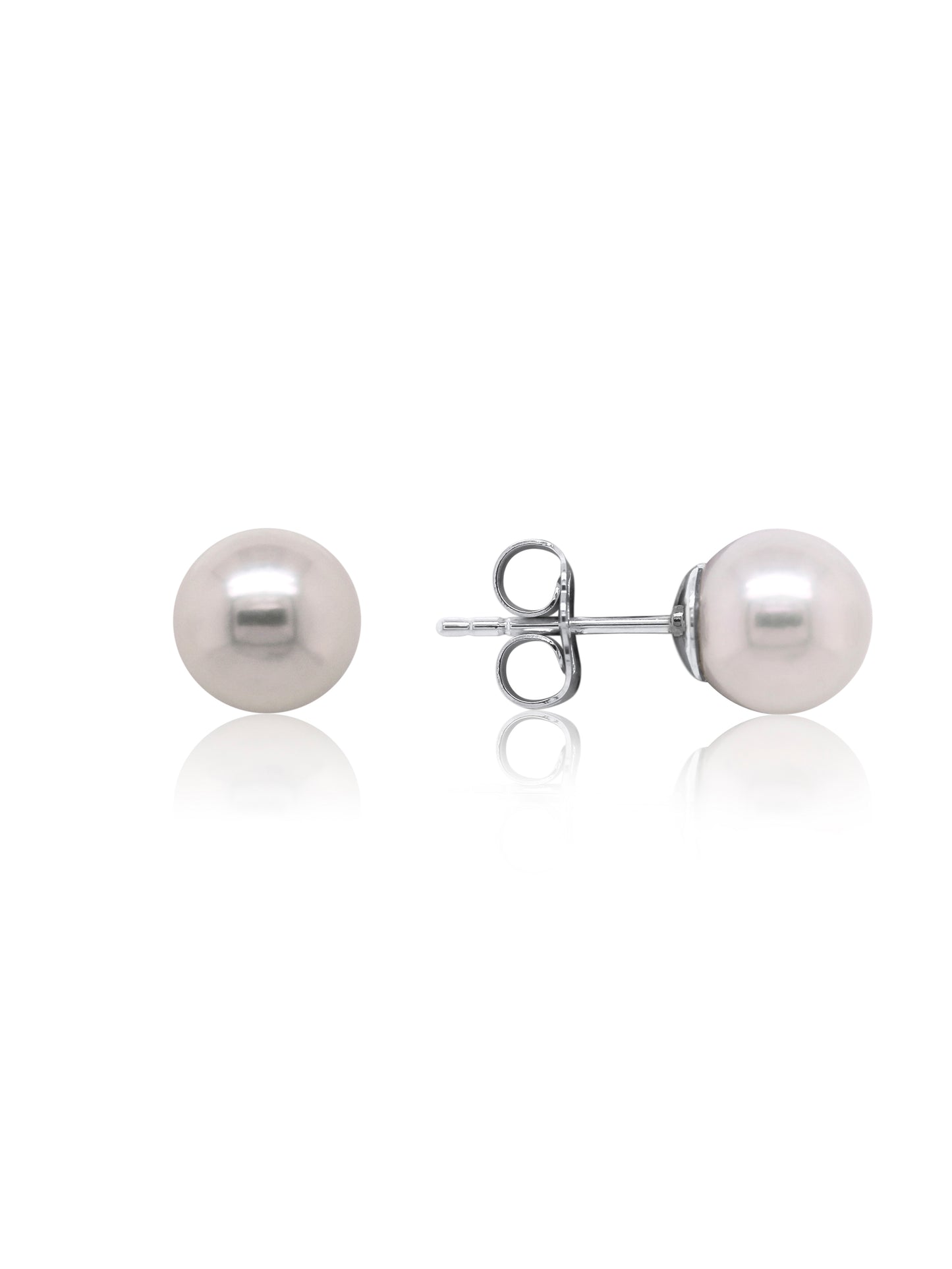 Akoya Cultured Pearl Studs, 9K White Gold, 7.5-8mm