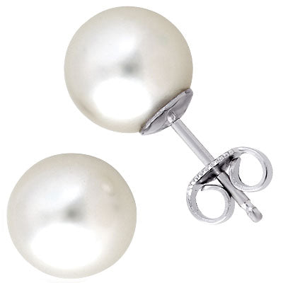 Akoya Cultured Pearl Studs, 9K White Gold, 8.5-9mm