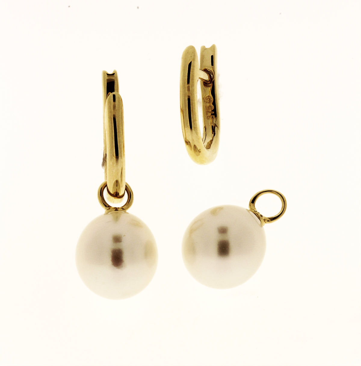 Huggie & 8.5-9 FWP Earrings Removable, 9K White Gold