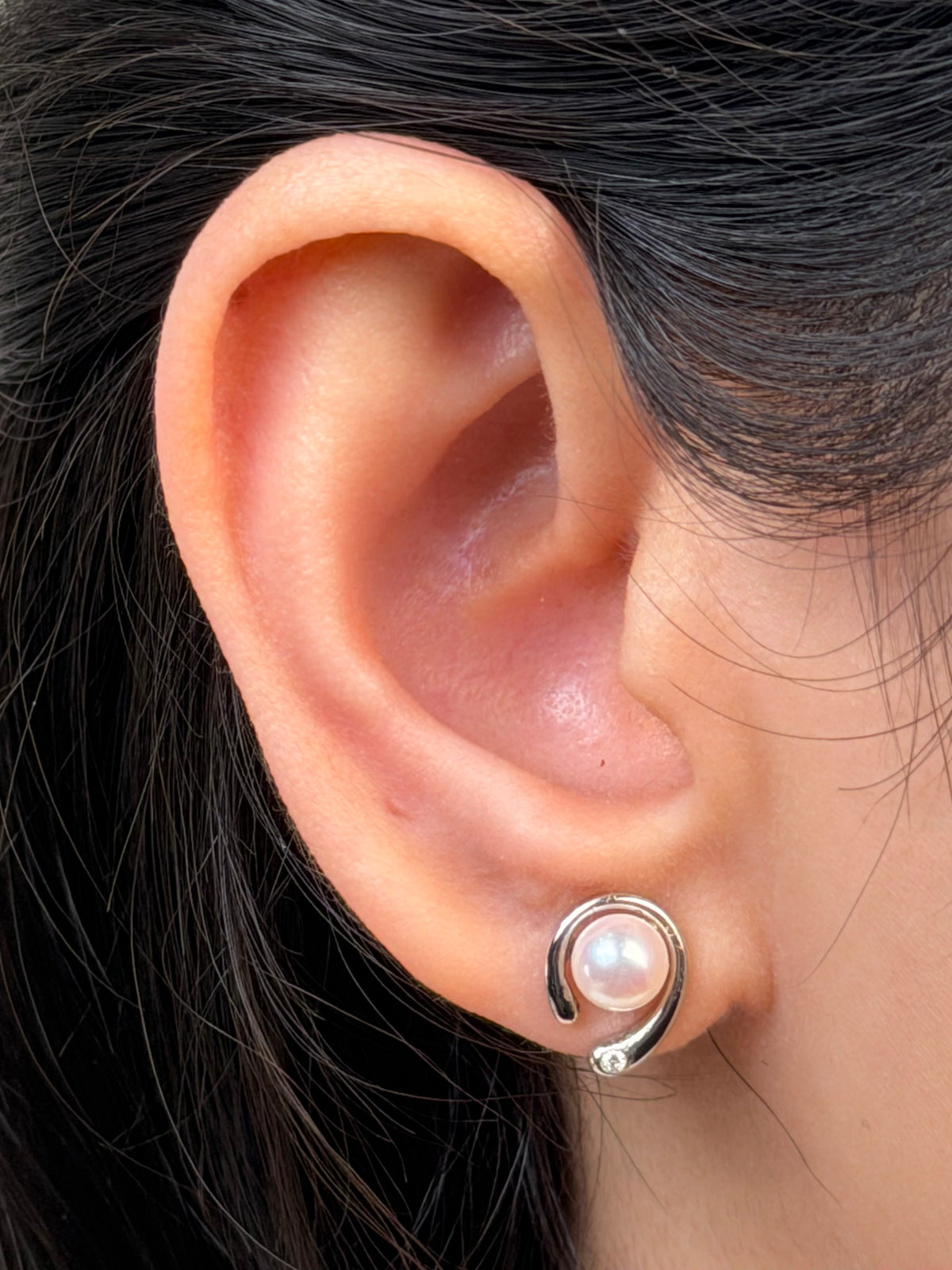 Akoya Cultured Pearl & Diamond Studs, 9K White Gold, 5.5-6mm