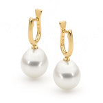 Freshwater Pearl Huggies, 9K Yellow Gold 11-12mm