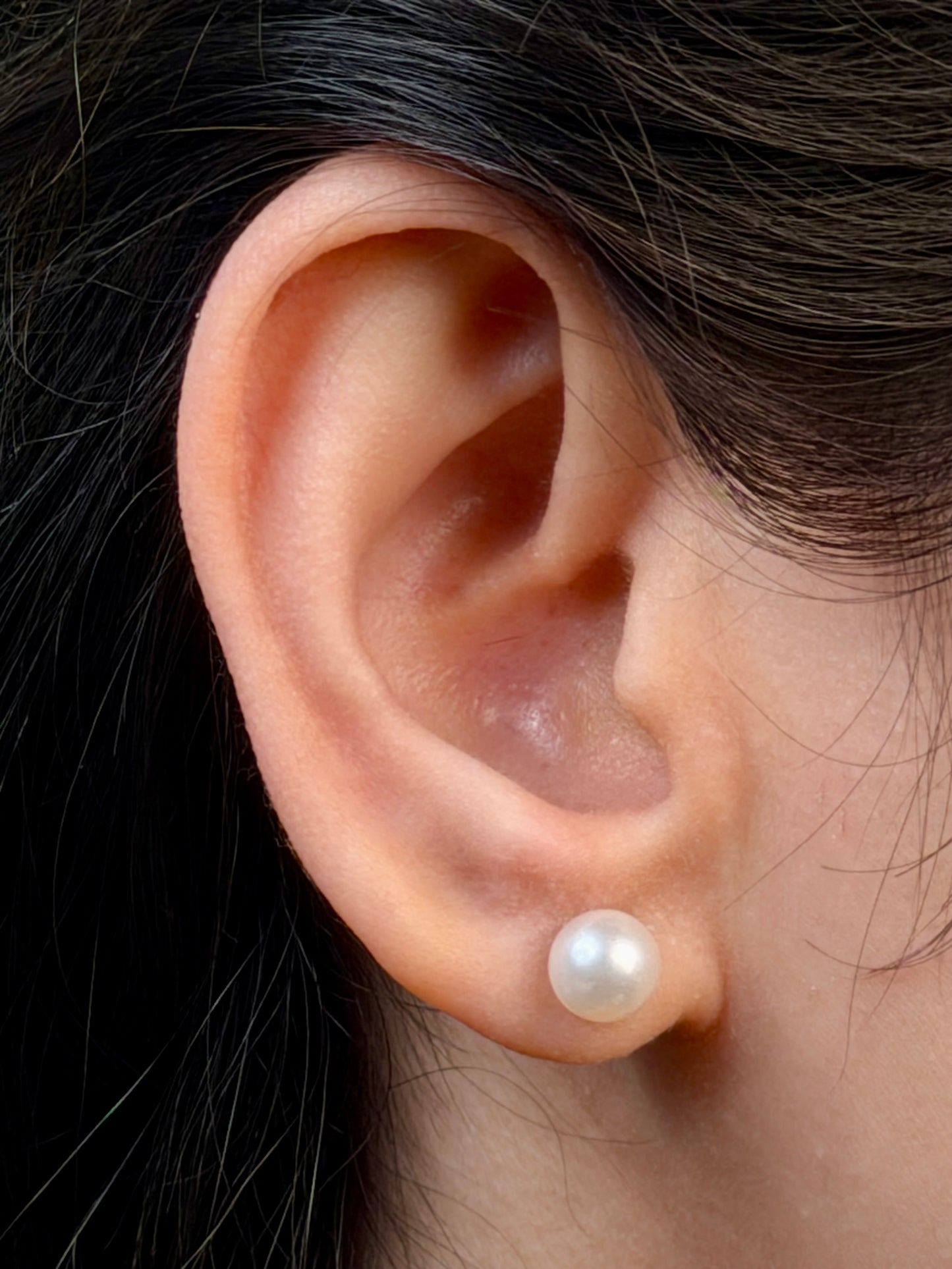 Freshwater Pearl Studs, 18K White Gold, 7-7.5mm