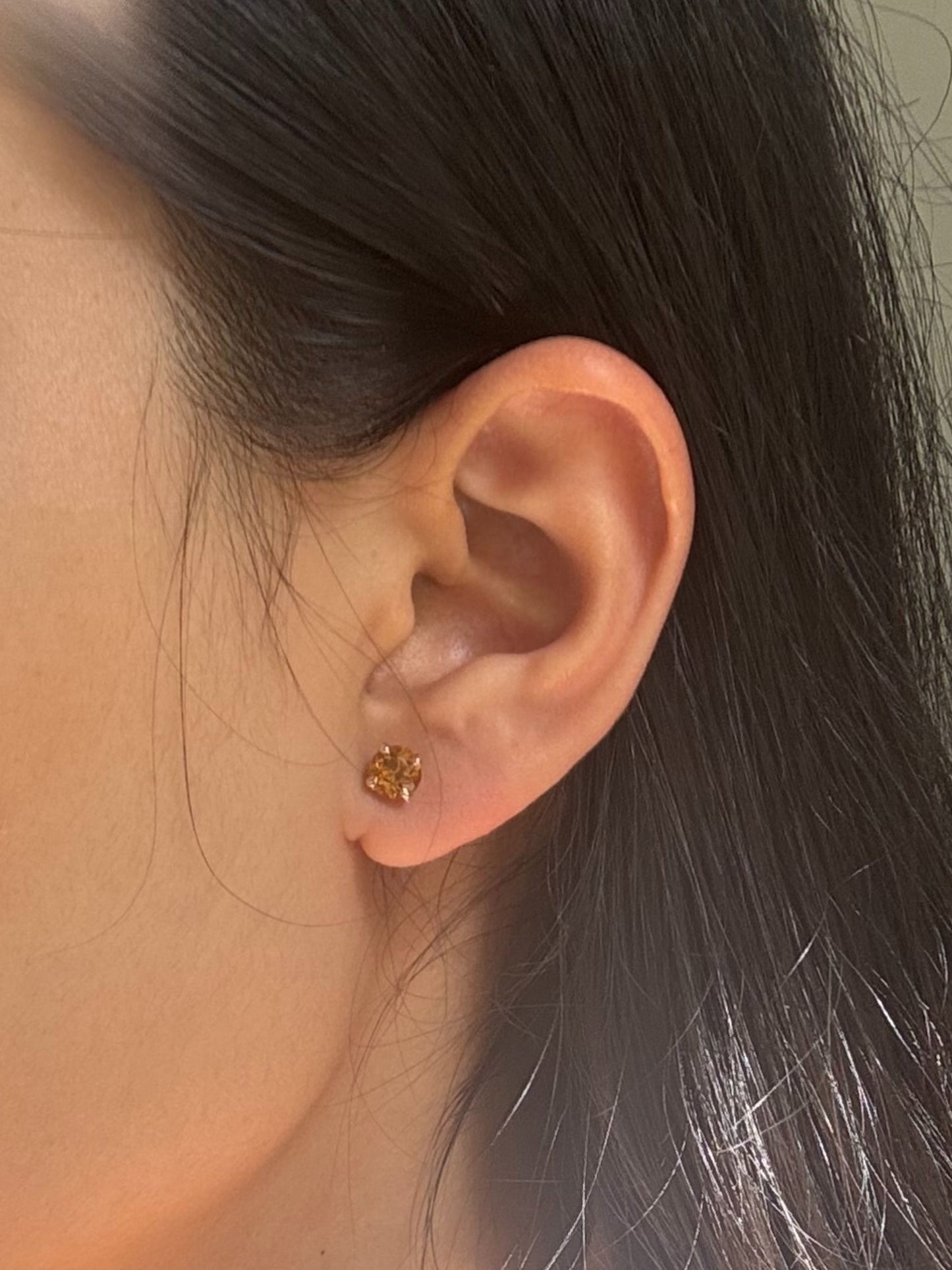 Four Claw RBC Citrine Studs in 9 Carat Yellow Gold