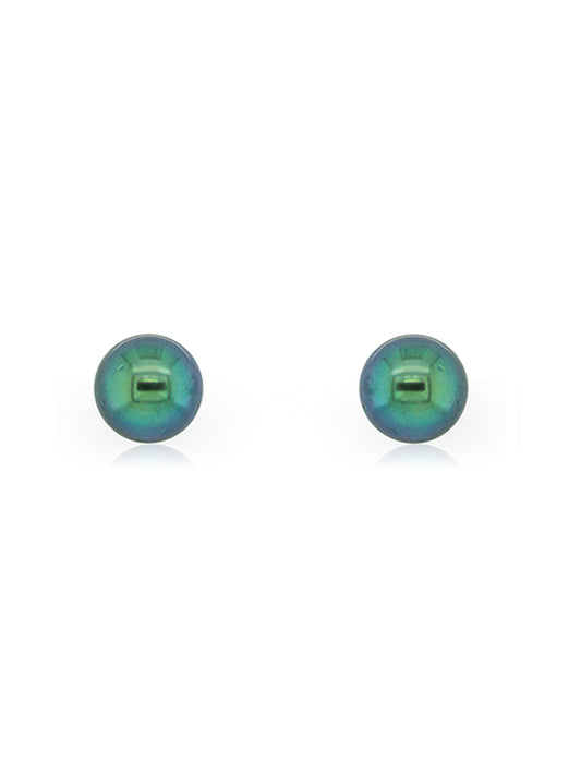 Classy Tahitian Pearl Studs 18 Carat Yellow Gold, 9mm