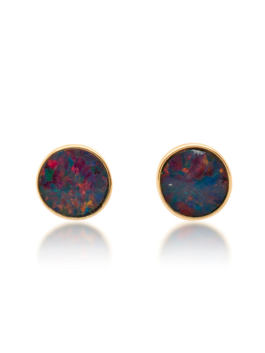 Opal Stud earrings, 9K Rose Gold, Doublet.