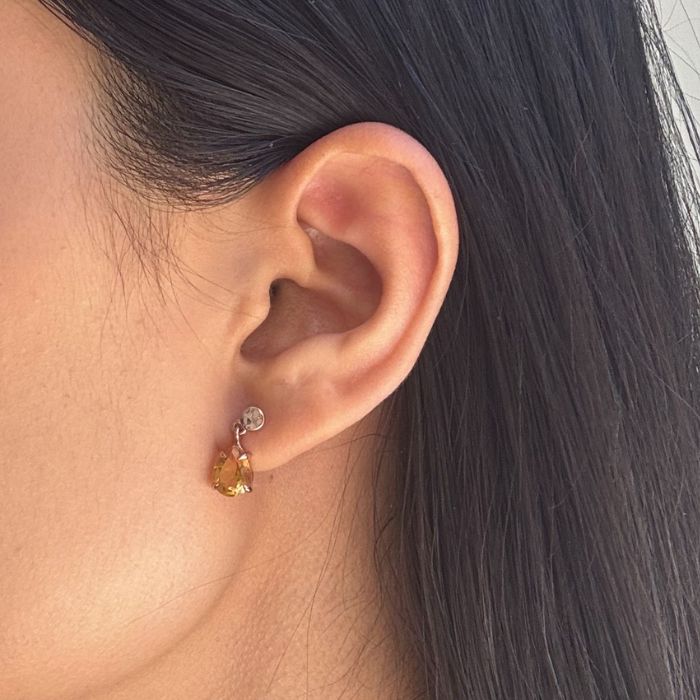 Pear Citrine Drops, 9K Rose Gold