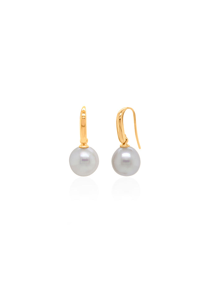 Freshwater Pearl Drops, 9K Yellow Gold, 10-11mm