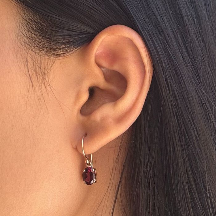 Rhodolite Garnet Earrings in 9 Carat Yellow Gold.