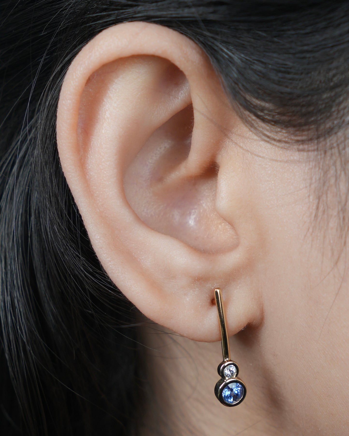 Ceylon Sapphire Drop Earrings in 9 Carat Yellow Gold