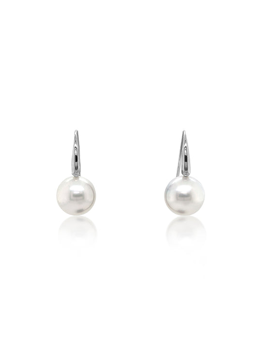 10mm South Sea Pearl Hook Drops in 9 Carat White Gold