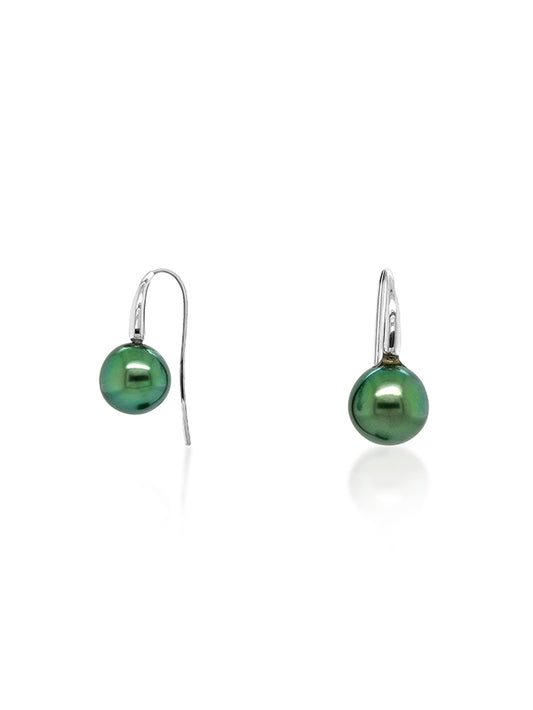 Tahitian Pearl Earrings, 9 Carat Yellow Gold