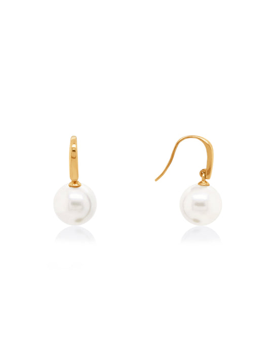 11 mm South Sea Pearl Shepherd Hook Earrings in 9 Carat Yellow Gold
