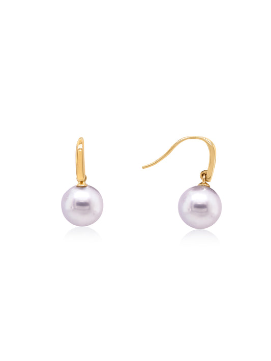 11 mm South Sea Pearl Shepherd Hook Earrings in 9 Carat Yellow Gold