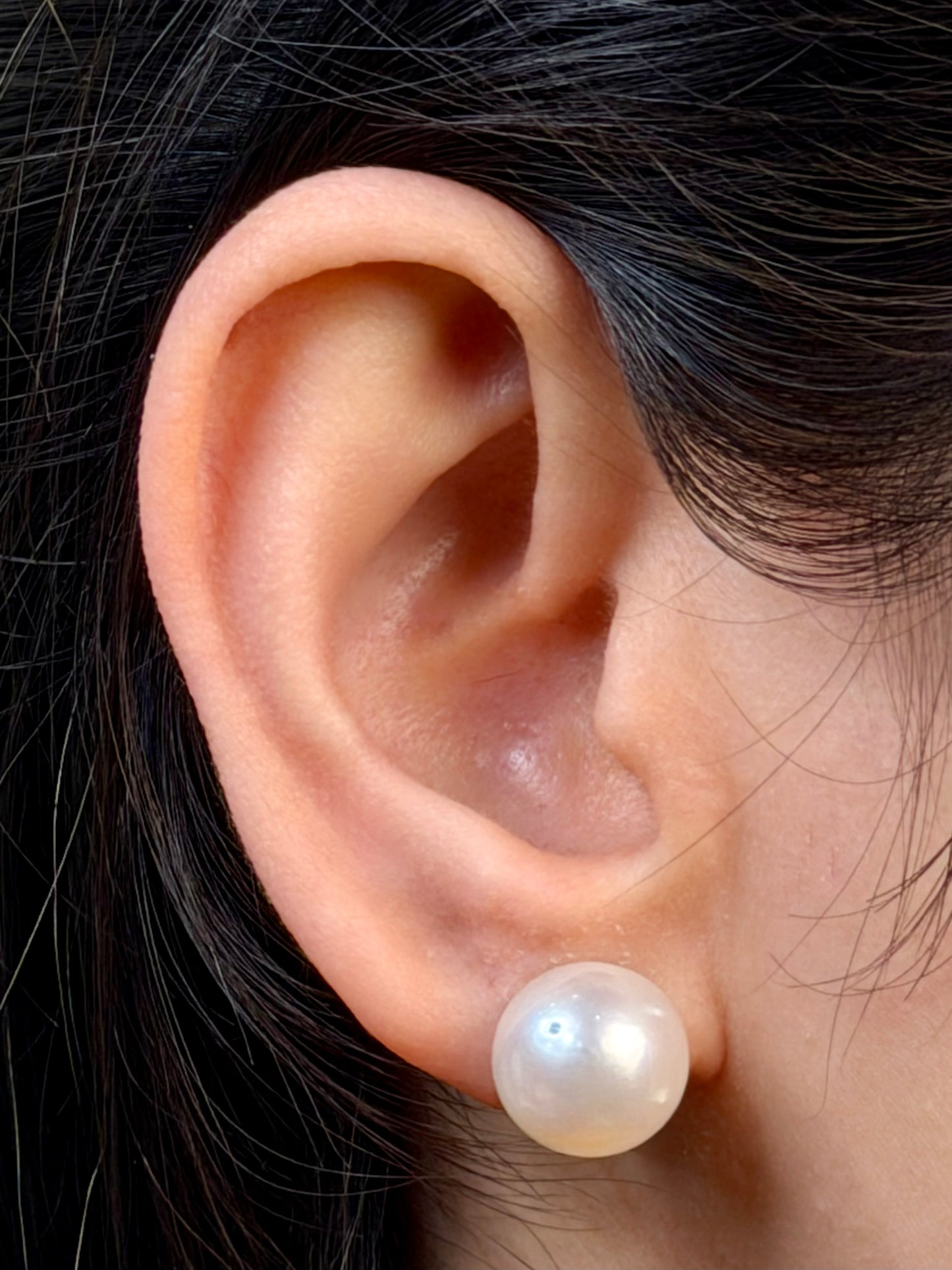 South Sea Pearls 11mm Stud Earrings, 9K Yellow Gold