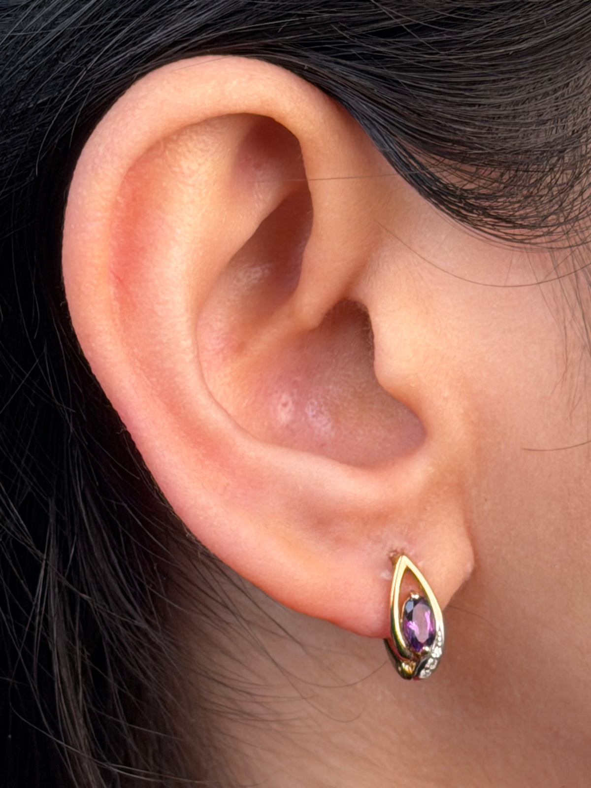 Amythest & Diamond Earrings in 9 Carat Yellow Gold