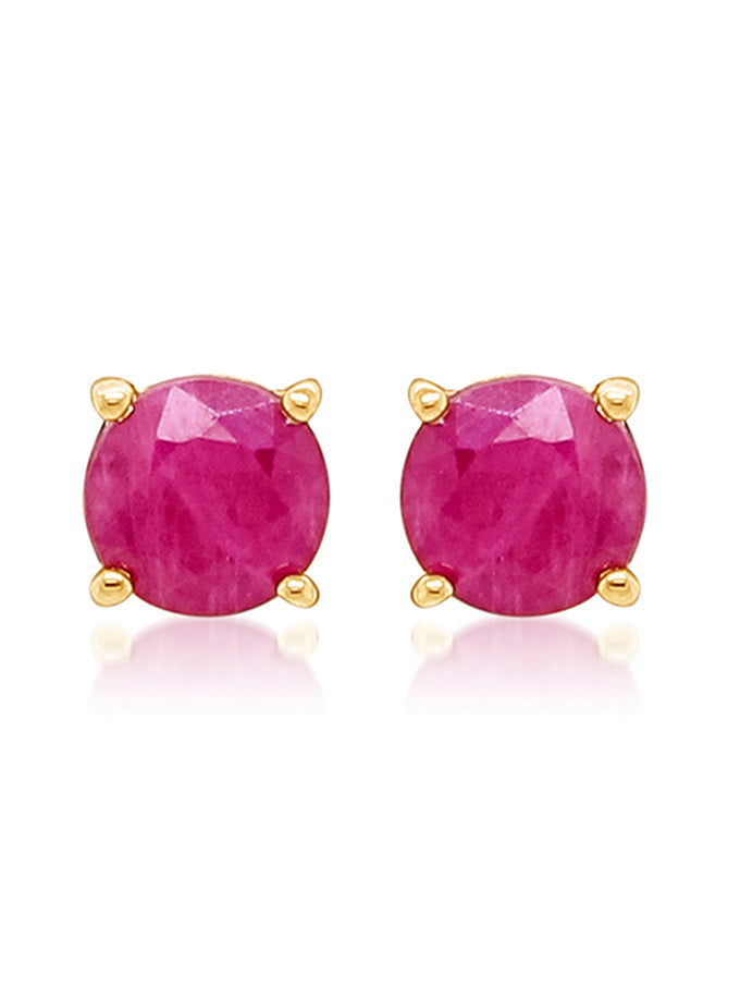 Ruby Stud Earrings in 9 Carat Yellow Gold