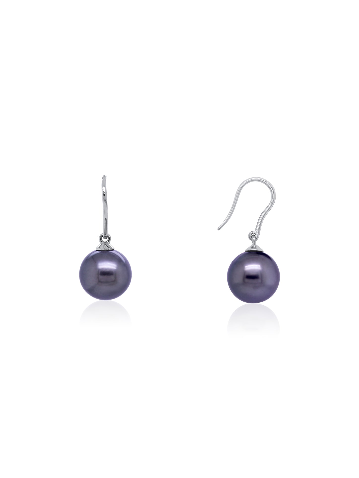 Tahitian Pearl Drop Earrings, 9 Carat White Gold