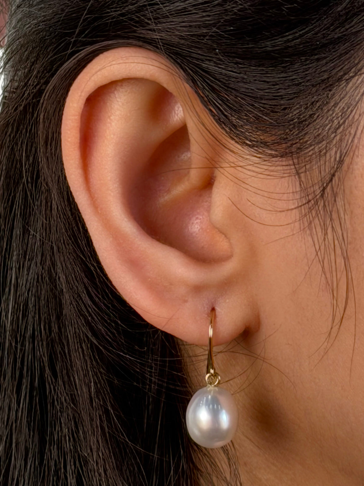 South Sea Pearl Drops, 9K Yellow Gold, 9mm
