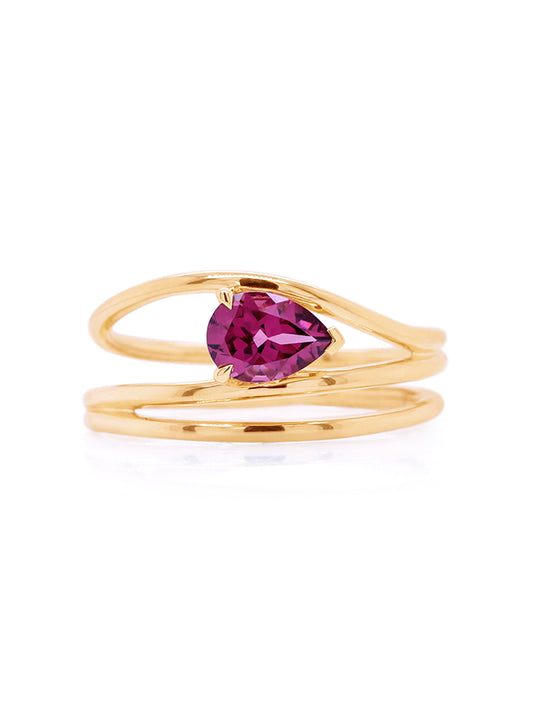 7x5m Rhodilite Garnet Dress Ring in 9 Carat Yellow Gold